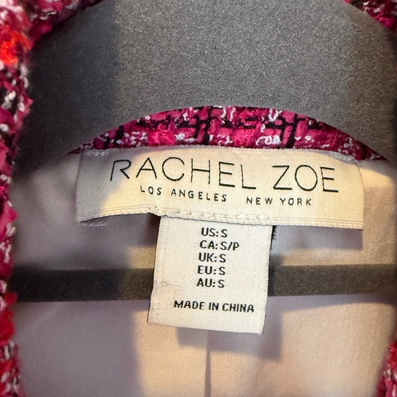 Rachel Zoe Pink Tweed Bouclé Cropped Zip Jacket Blazer S - Picture 5 of 13